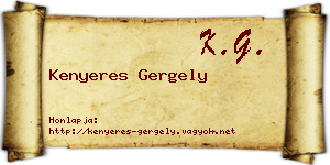 Kenyeres Gergely névjegykártya